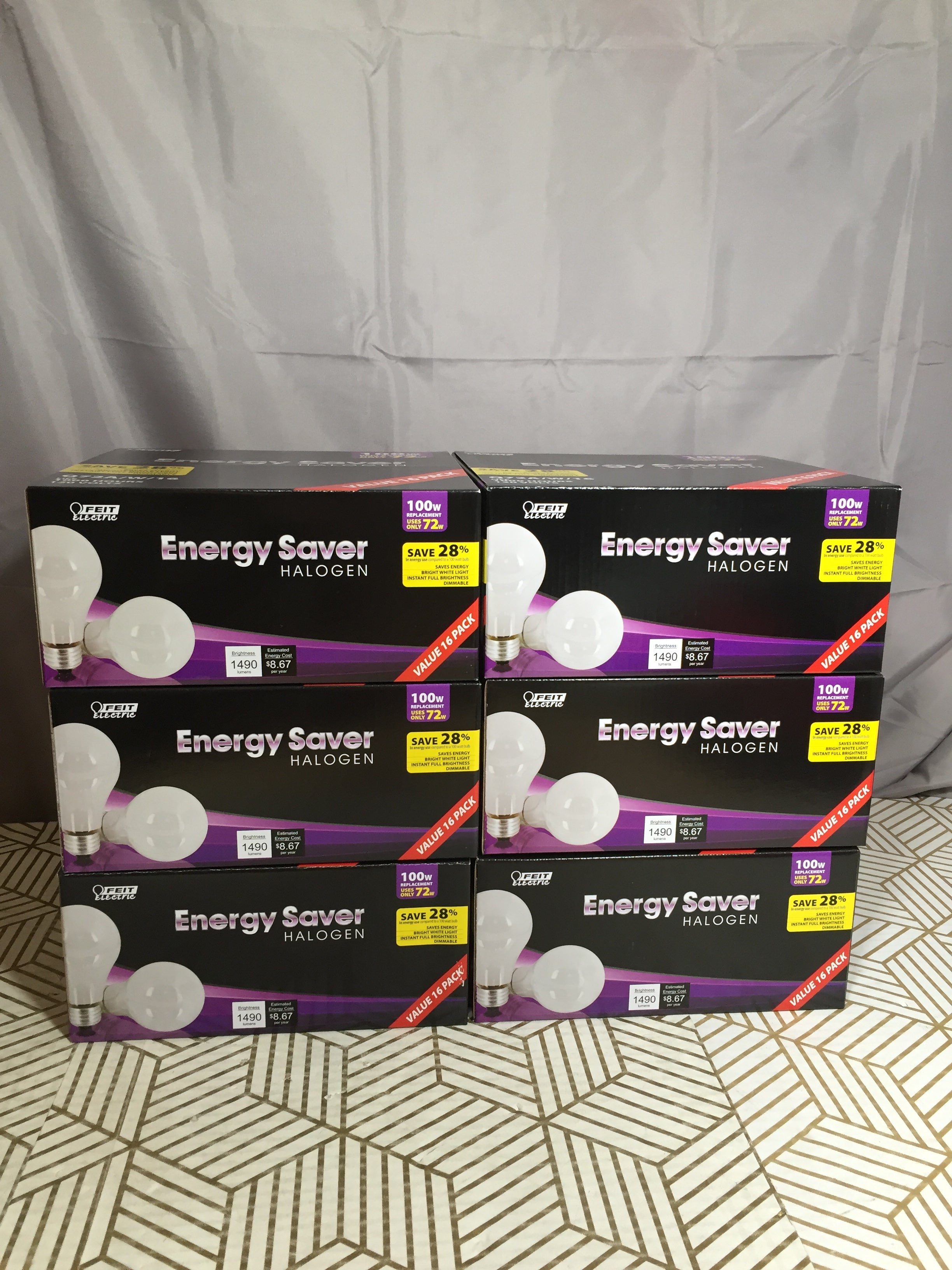100W Light Bulbs Energy Saver - 6 Boxes of 16 - 96 Bulbs *SEALED* (8171119214830)